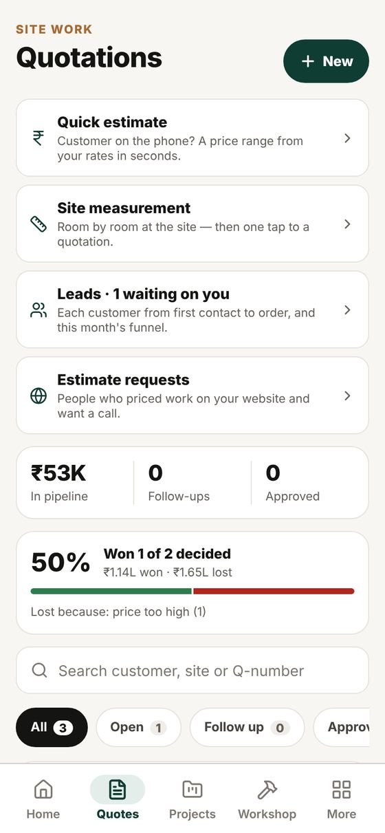 Quotations, leads and estimate requests